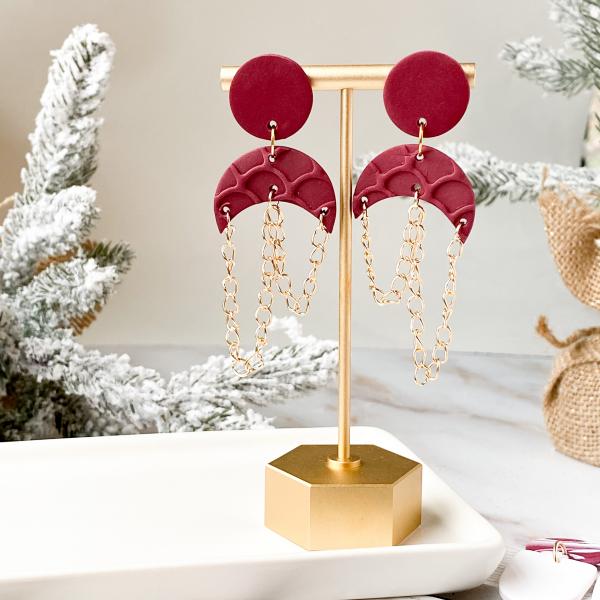 Cranberry with Gold Chain Dangles