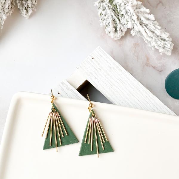 Shimmery Green Holiday Earrings picture
