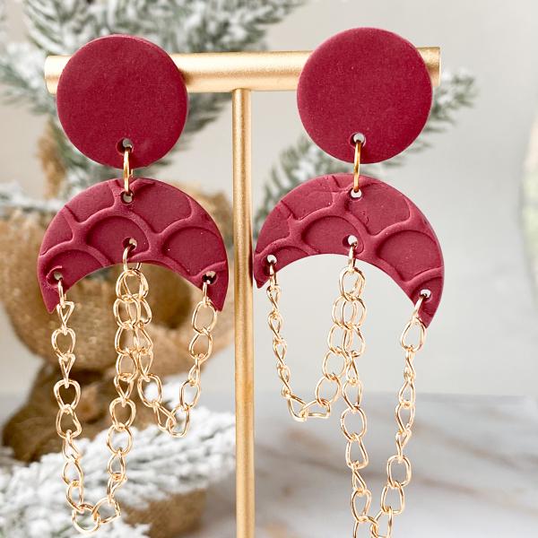 Cranberry with Gold Chain Dangles picture