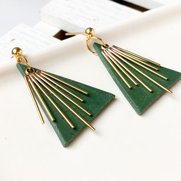 Shimmery Green Holiday Earrings