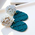 Blue Rose Clay Earrings