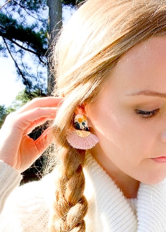 Textured Clay and Tassel Fan Earrings picture