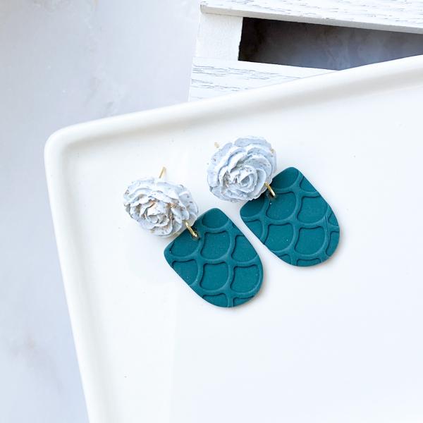 Blue Rose Clay Earrings picture