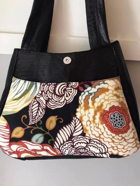 Black Leather and Floral Ethel Bag picture