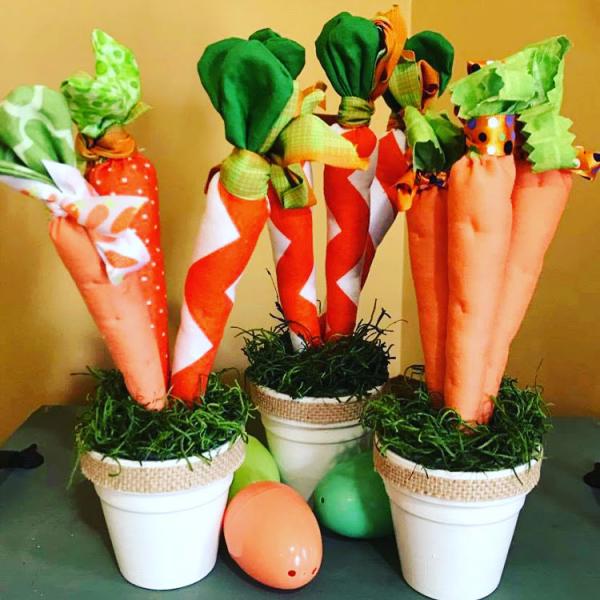 Fabric Carrots in pot