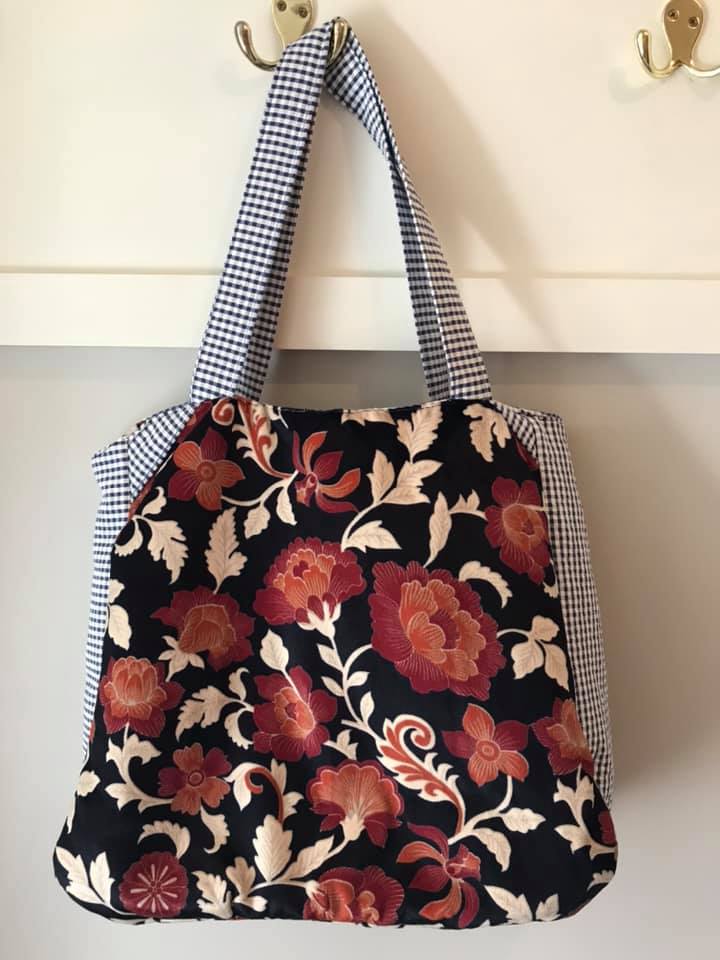 Navy Floral and Gingham Alice Shopper Bag picture