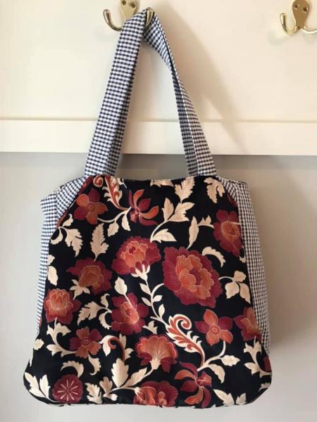 Navy Floral and Gingham Alice Shopper Bag picture