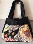 Black Leather and Floral Ethel Bag