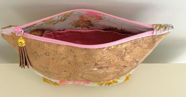 Cork and Fabric Makeup Bag- Pink Pineapple