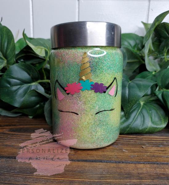 Unicorn Face Glitter Can Cooler picture