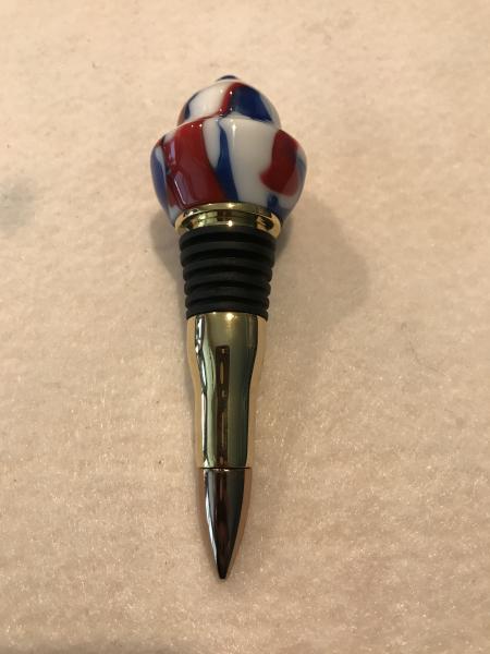 Red White & Blue Swirl Acrylic Wine Bottle Stopper picture