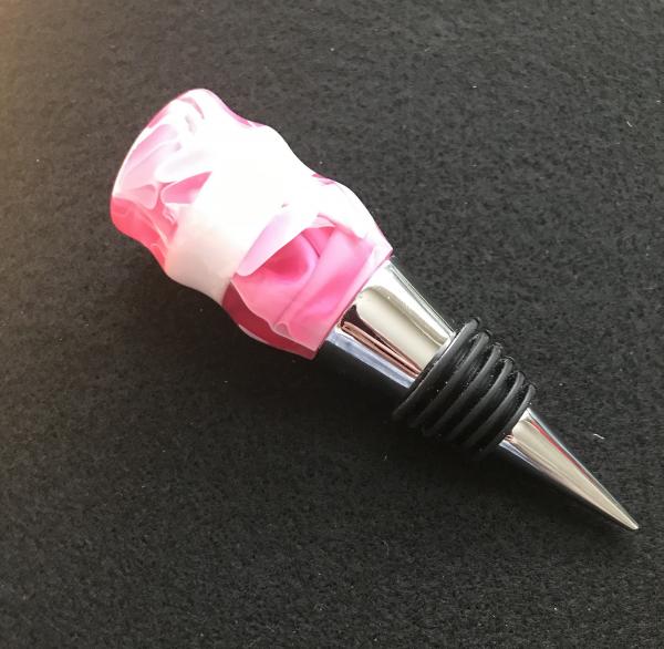 Pink & White Acrylic Wine Bottle Stopper picture