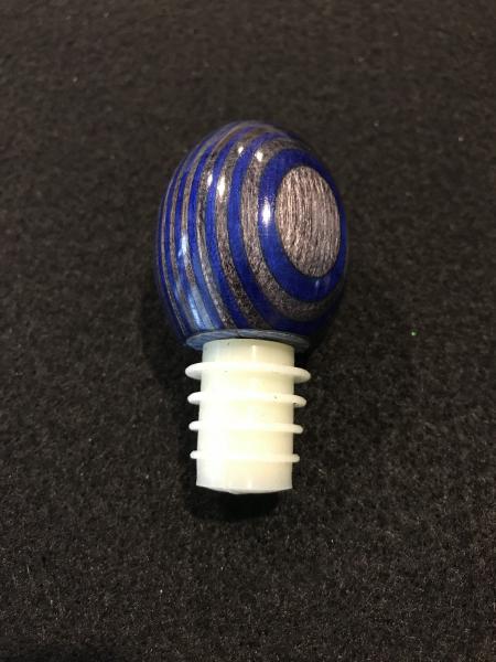 Blue & Silver Wood Wine Bottle Stopper