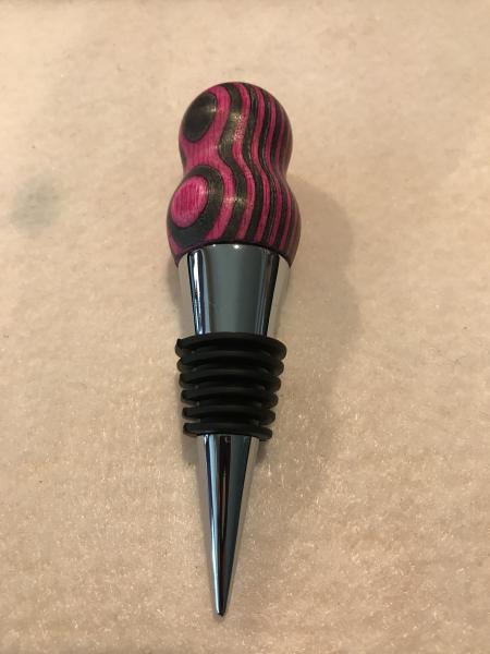 Pink & Black Wood Wine Bottle Stopper picture