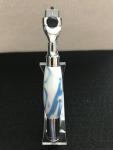 Blue & White Swirl Acrylic Razor Handle