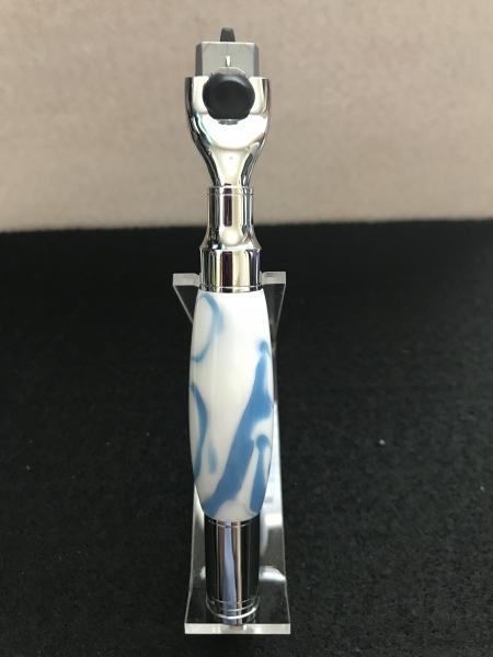 Blue & White Swirl Acrylic Razor Handle