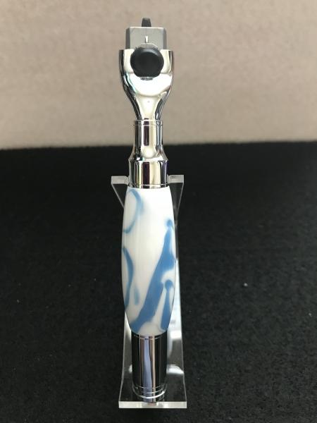 Blue & White Swirl Acrylic Razor Handle picture