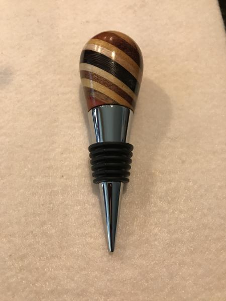 Striped Wood Wine Bottle Stopper picture