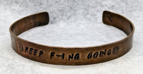 Bracelet, Stamped Copper Cuff