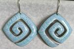 Enameled Earrings, Floating Aqua