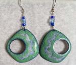 Enameled Earrings, Floating Green Freeform