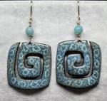 Enameled Square Swirl Earrings