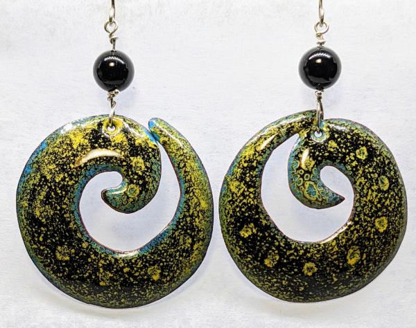 Enameled Earrings, Blue/Yellow/Black picture