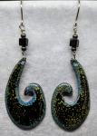 Enameled Earrings, Freeform Swirl