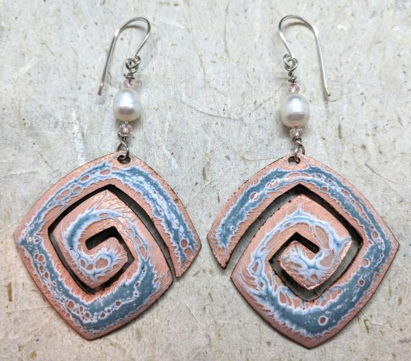 Floating Gray Enameled Freeform Earrings