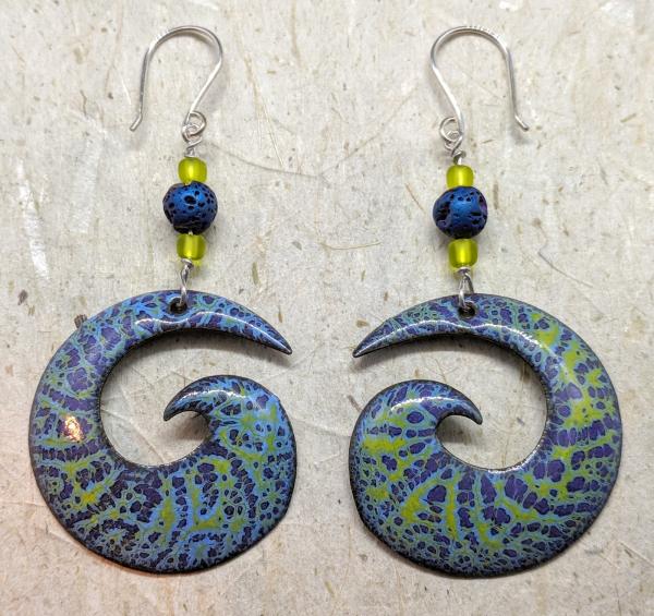 Enameled Earrings, Purple Swirl