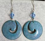 Enameled Earrings, Blue Swirl