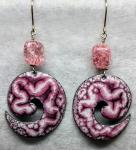 Enameled Earrings, Raspberry Swirl