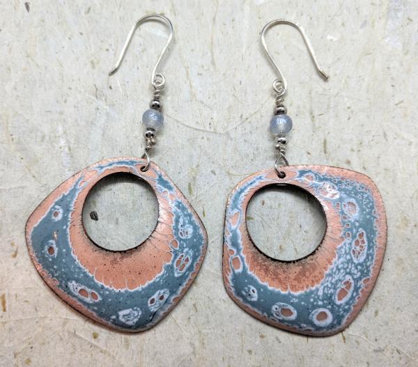 Enameled Copper Freeform Earrings