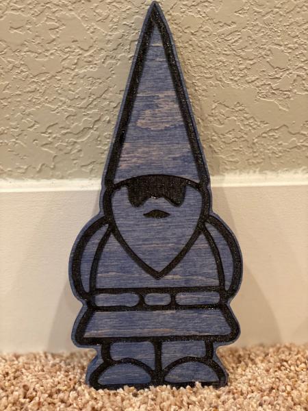 Wood Plaque - Gnome Figure (Blue Stain)