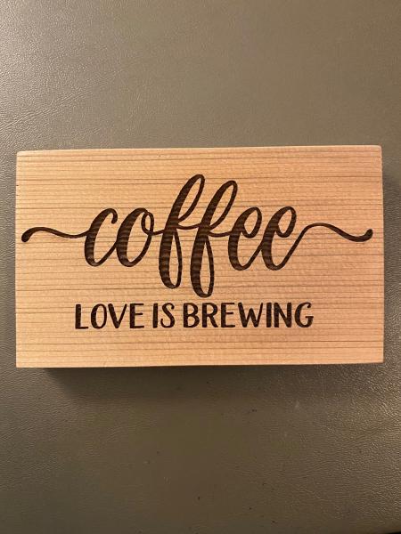 Small Wood Block Plaque - Coffee