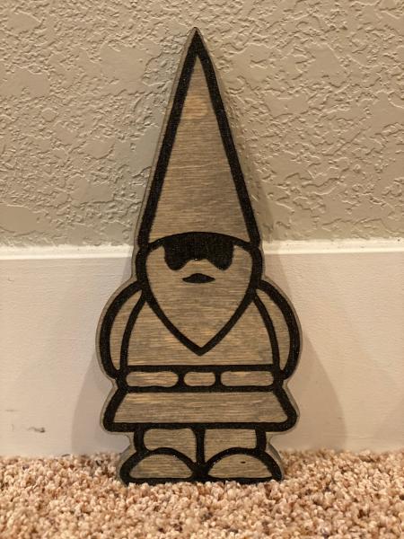 Wood Plaque - Gnome Figure (Grey Stain)