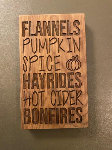 Small Wood Block Plaque - Pumpkin Spice