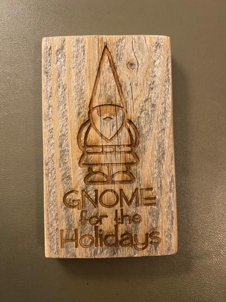 Small Wood Block Plaque - Gnome