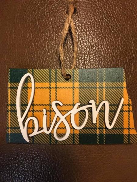 Ornament - Plaid State ND Bison