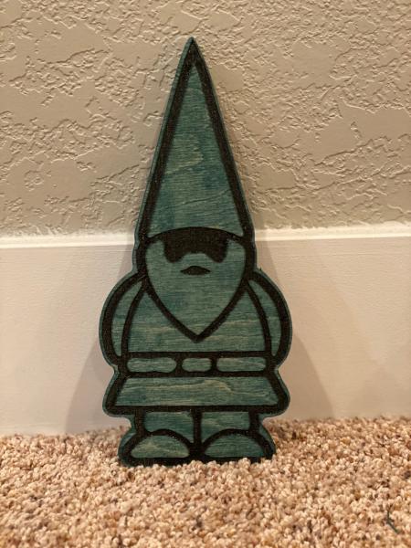 Wood Plaque - Gnome Figure (Green Stain)