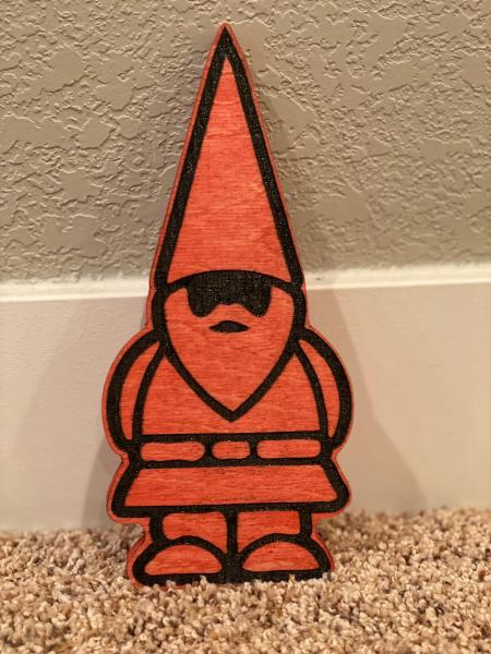 Wood Plaque - Gnome Figure (Red Stain)