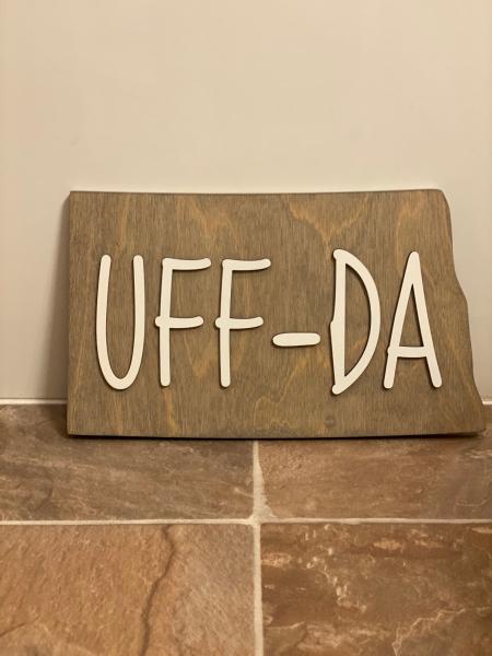 Wood Plaque - ND UffDa (grey stain)