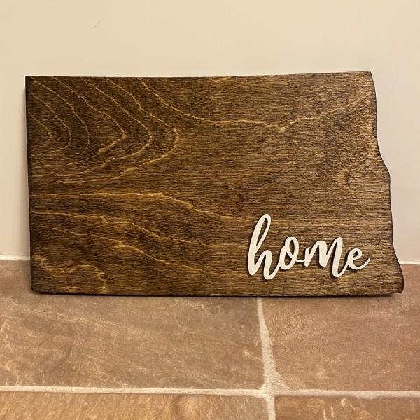 Wood Plaque - ND Home (dark brown stain)