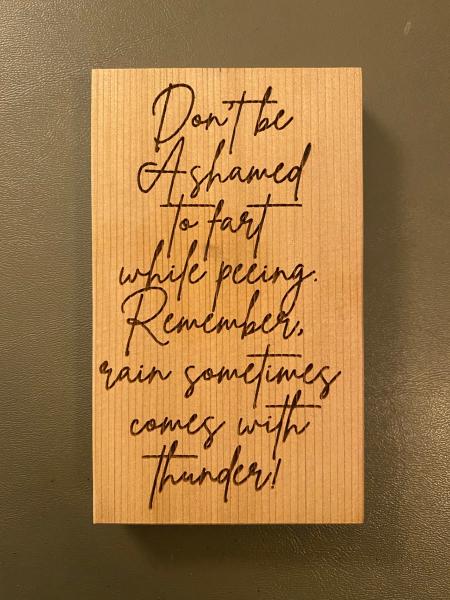 Small Wood Block Plaque - Peeing Thunder