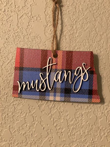Ornament - Plaid State ND WF Mustang