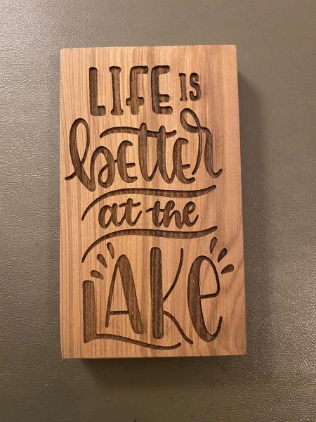 Small Wood Block Plaque - Lake Life