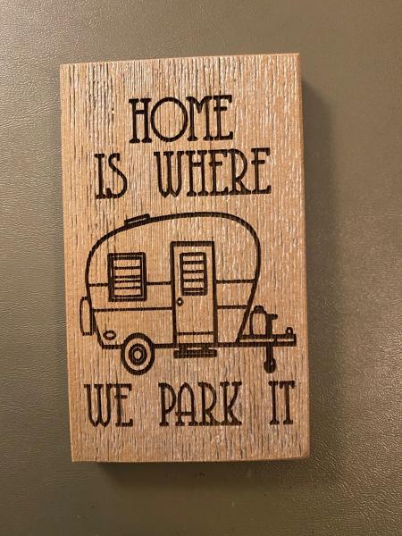 Small Wood Block Plaque - Camper