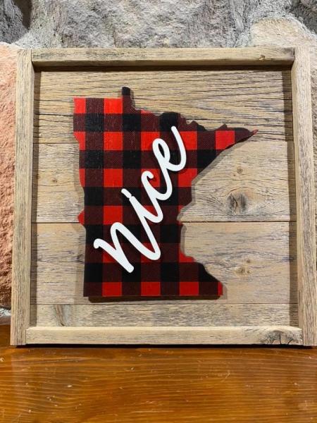 Wall Plaque - MN Nice Buffalo Plaid