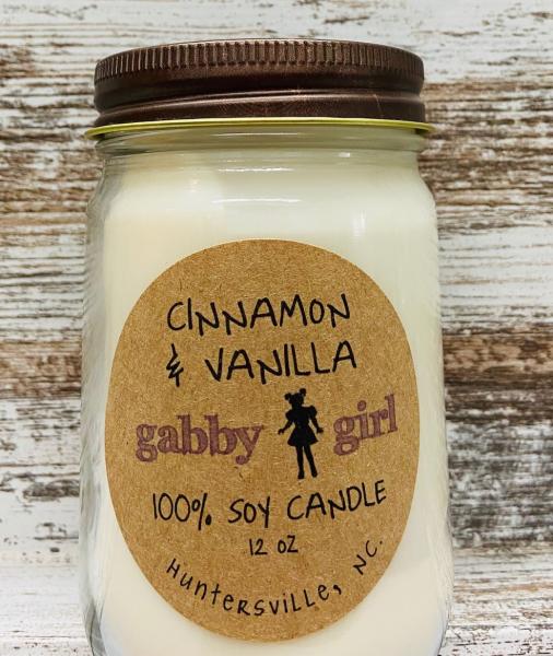 Cinnamon & Vanilla Scented Soy Candle (12oz Jar)