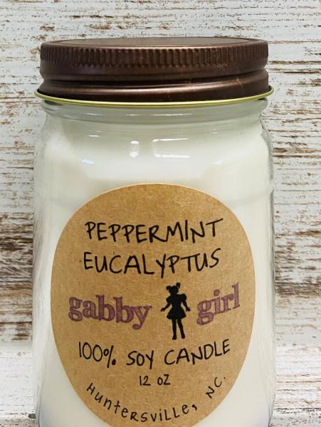 Peppermint Eucalyptus Scented Soy Candle (12oz Jar) picture